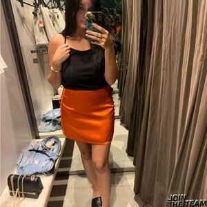 Satin Mini Skirt in Orange